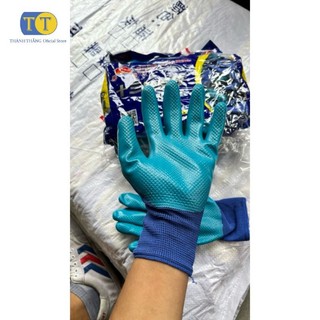 Găng tay lao động, bảo hộ 379 -688 phủ cao su đen sịn. 1 BỊCH 12 ĐÔI CAO CẤP