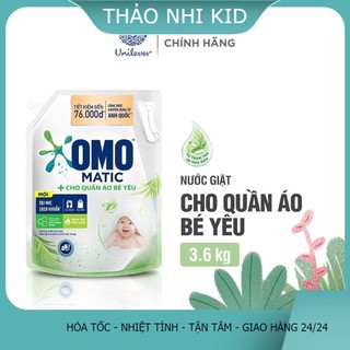 Combo 2 Túi Nước Giặt OMO Matic Cho Quần Áo Bé - 2 Túi 3.6Kg