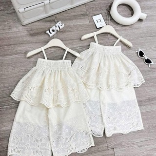 S214-[tomnaukids] Set áo dây phối quần suông ren cho bé gái size từ 8-30Kg