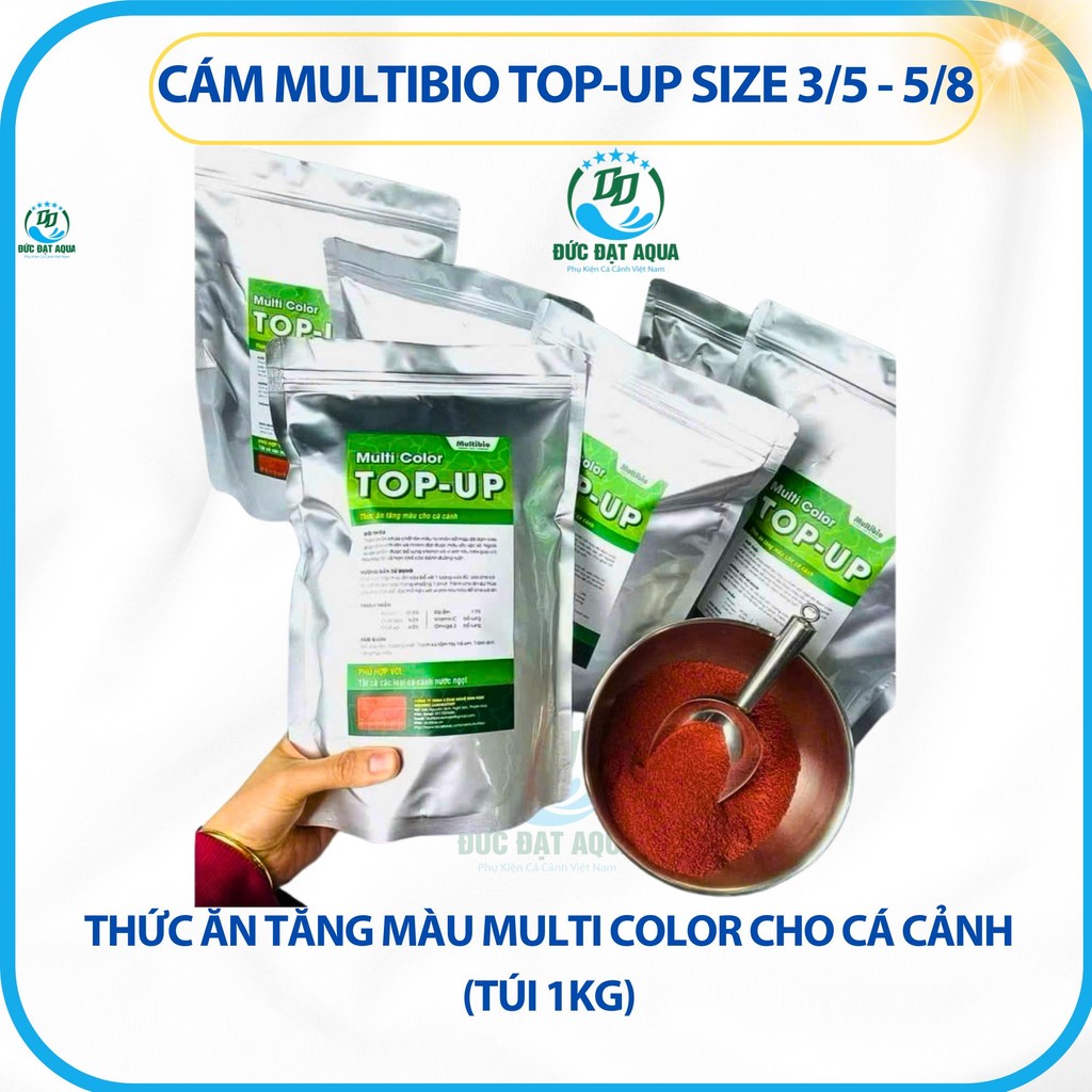 Cám Multi Color TOP-UP size 3/5 - 5/8- Thức Ăn Tăng Màu Multi Color Cho Cá Cảnh (Túi 1kg) chính hãng 3