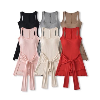 Thiết kế mới Dây đeo thắt lưng Áo Vest hai mảnh Quần short liền quần Yoga