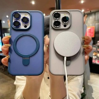 Trọng Mờ Từ Đứng Ốp Lưng Có Bảo Vệ Ống Kính Máy Ảnh Cho iPhone 16 15 14 Plus 13 12 11 Pro Max Ốp Lưng