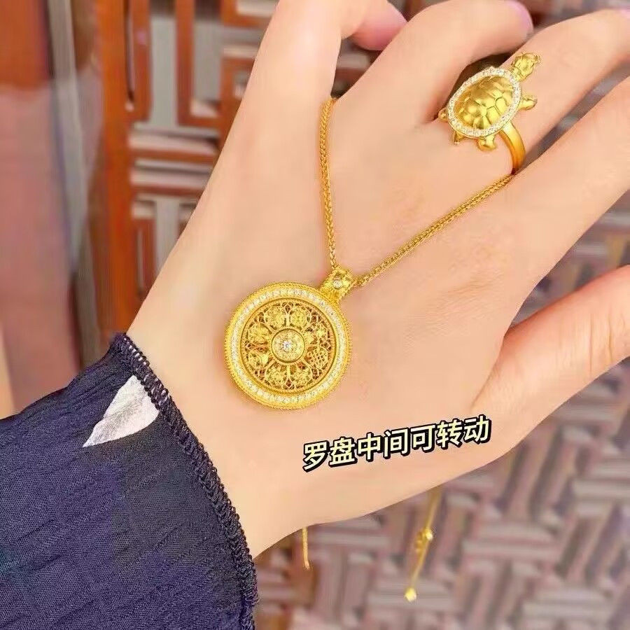 ✨Kết Cấu Nổi Bật Weixue Phương Pháp Cổ Đại Kim Cương Xoay Tám Kho Báu La Bàn Mặt Dây Chuyền Vòng Cổ Nữ Xoay La Bàn Tốt Lành Áo Len Dây Xích 25.4.25