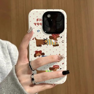 Ốp lưng 2 trong 1 hình chó xúc xích Wave Point cho Apple 17 / 16 Vỏ điện thoại iPhone 15 Pro Max Phim mới 14 / 13 Sáng tạo 12 / 11 Pro Max 7 / 8 Plus Vỏ điện thoại bóng hai lớp