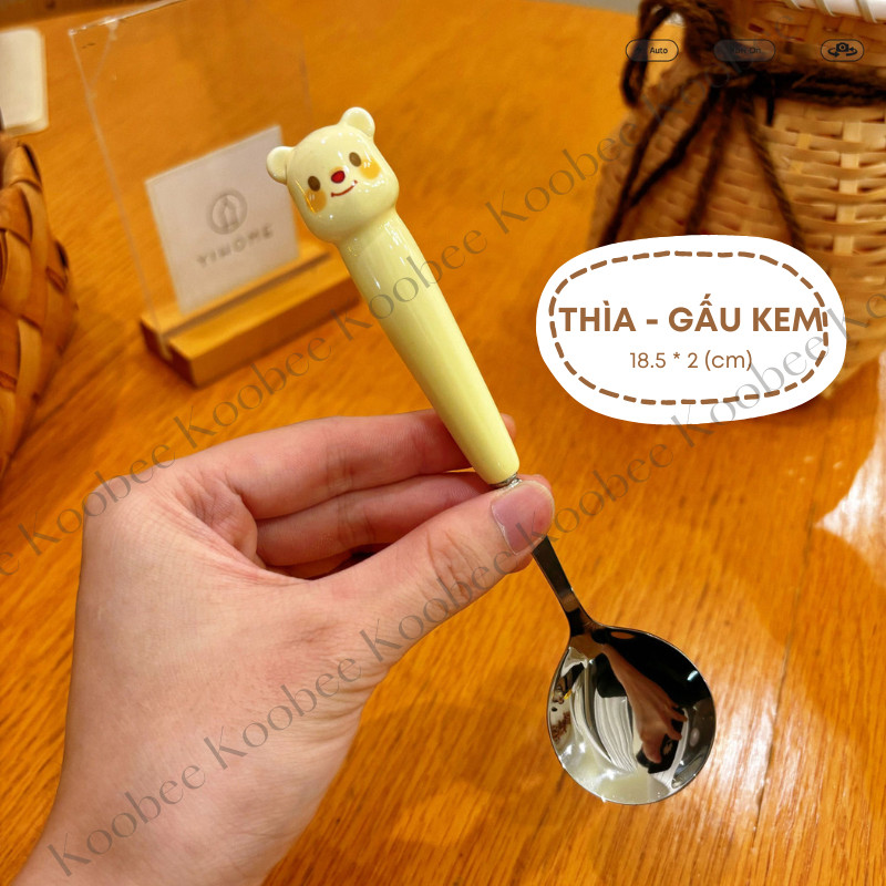 Bộ Đũa Thìa Nĩa Cán Sứ  Cao Cấp Hình Gấu Cute Họa Tiết Vẽ Tay Thủ Công - Có Hộp Đựng Tiện Dụng - Quà Tặng Ý Nghĩa | 272