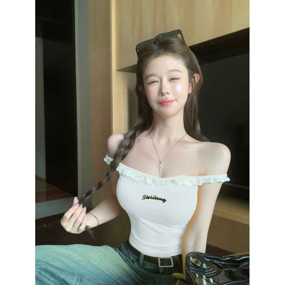 Dopamine Ren Vàng Camisole Nữ Hot Girl Gợi Cảm Một Vai Ống Top