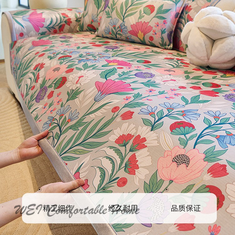 Đệm Sofa Lụa Đá Mát Mẻ Mùa Hè 2025 Thảm Mát Sofa Mới Không Trượt Đệm Ghế Mùa Hè