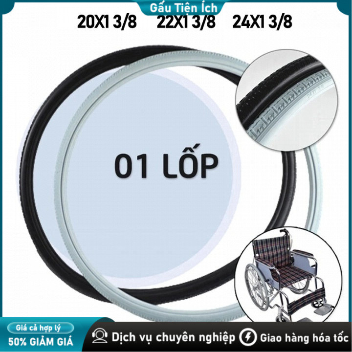 LỐP XE LĂN 20 22 24x1 3 / 8 LỐP ĐẶC KHÔNG CẦN SĂM (1 Chiếc)