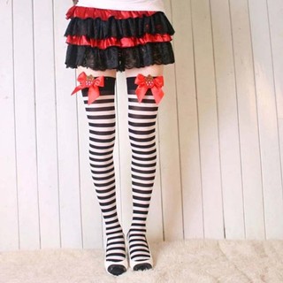 Ấm cúng Thời Trang Đùi Vớ Dâu Nơ Sọc Trên Đầu Gối Tất Dài Lễ Hội Ngày Lễ Cosplay Quần