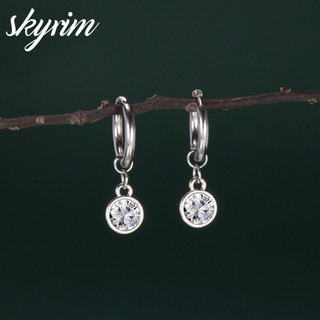 SKYRIM Bông Tai Nữ Mặt Dây Chuyền Kim Cương Trang Sức Thời Trang Bằng Thép Không Gỉ