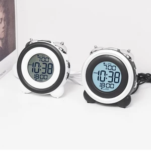 Đồng hồ báo thức rung thực tế SA có đèn nền họa tiết chuông đôi