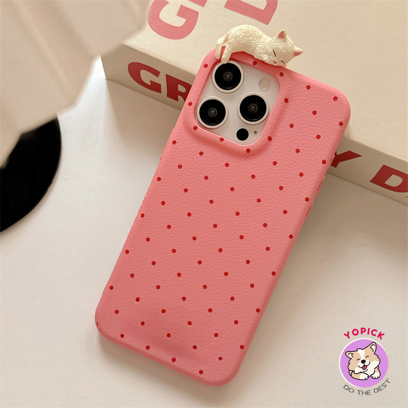 Cho iPhone 16 16 16Pro 16Plus 16Pro Max 11 12 13 14Plus 15Pro XR XS Max 7 8Plus Vỏ Điện Thoại Da Người Yêu Dễ Thương Điểm Sóng 3D Mèo Coulpe Phim Hoạt Hình Vỏ Điện Thoại Nóng Chất Lượng Cao LZW