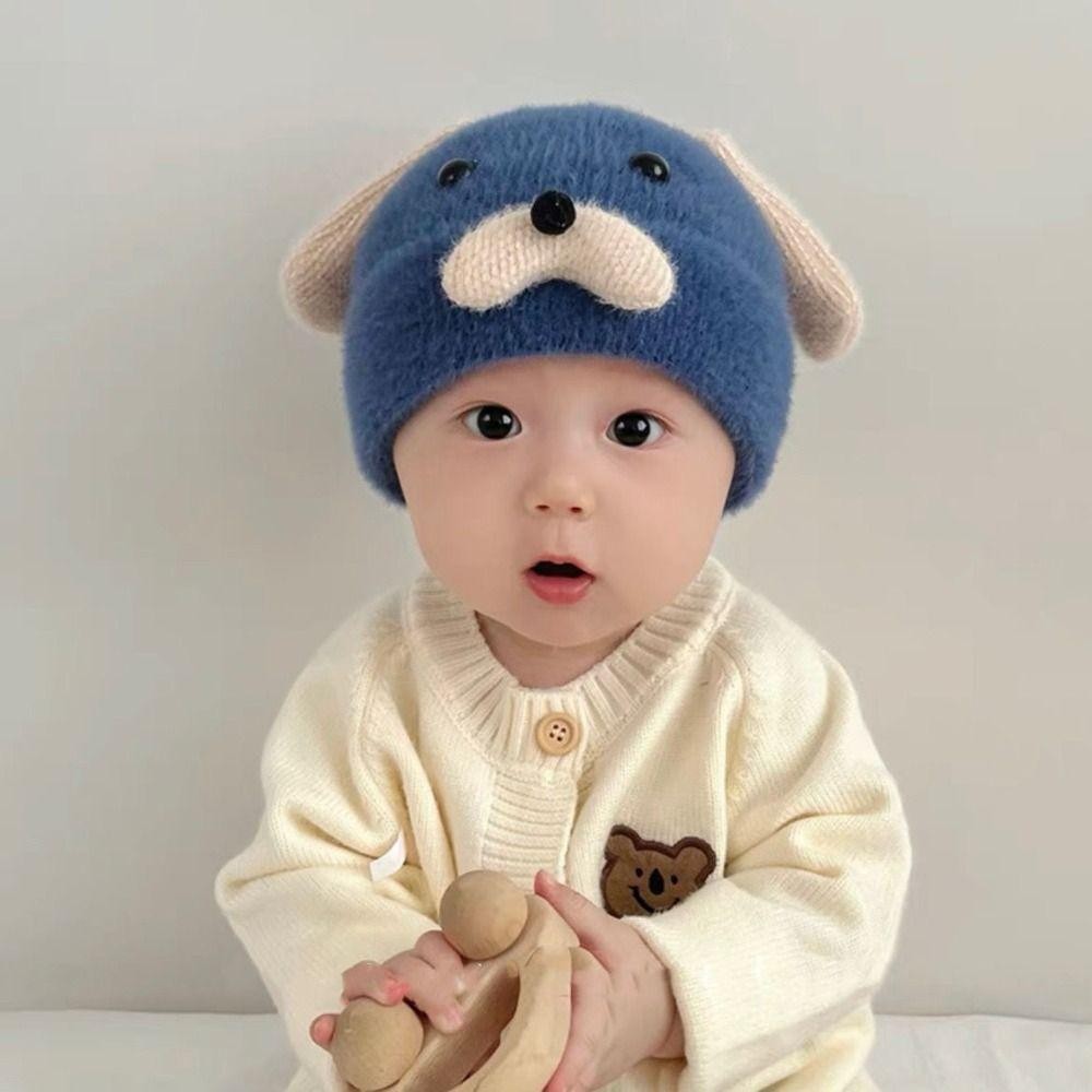 Mũ trẻ em YMIFI, Bonnet dệt kim dày, Mũ chui đầu len mềm 0-2 tuổi