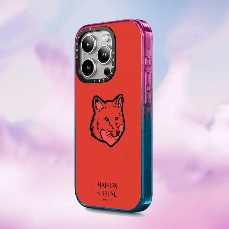 Casetify X Maison Kitsuné Autumb Màu Đỏ Ốp Lưng Acrylic Cứng Hút Từ Tính Cho Apple IPhone 12 13 14 15 16 Pro Max Plus Có Hộp