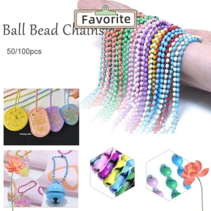 Favoritegoods 50 / 100 Dây chuyền hạt bóng, Móc chìa khóa thủ công 10cm, Búp bê kim loại đầy màu sắc Nhãn DIY Thẻ tay kết nối búp bê