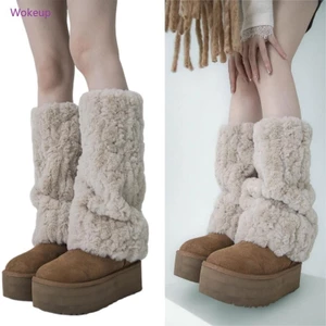 Woke Nữ Trang Phục Lông Thú Giả Ấm Áp Fuzzy Chân Ấm Áp Boot Tay Áo Boot Có