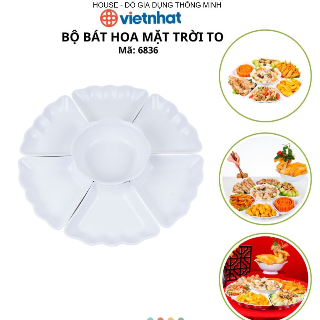 Bộ Bát Hoa Mặt Trời Nhựa PP Bảo Vệ Sức Khỏe Chuyên Dùng Cúng Gia Tiên Chính Hãng Việt Nhật