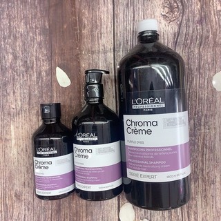 Dầu gội tím khử vàng L'oréal Chroma Crème Purple Dyes Shampoo 300ml [ TN ]