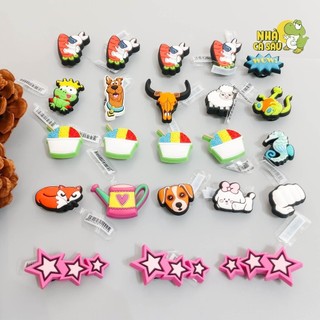 Jibbitz sticker 3D , charm cao cấp gắn dép sục cross loại 3D dầy đẹp, sticker gắn dép có cao cấp