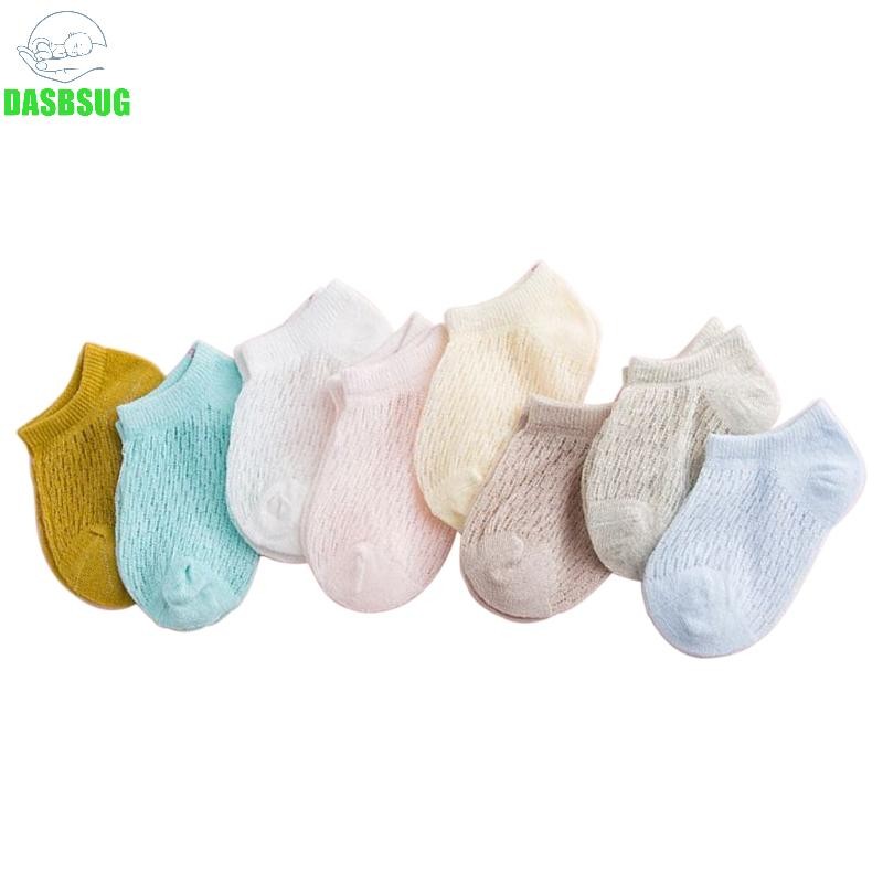 Dasbsug Mùa Hè Cho Bé Ngắn Mắt Cá Chân Tất Lưới Mỏng Cotton Unisex Màu Trơn Rỗng Tập Đi
