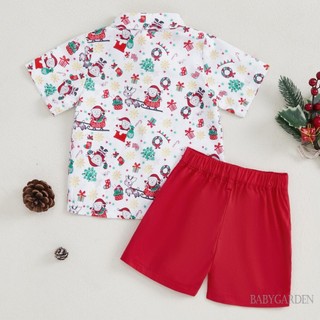 / / -6Month-4years Trẻ Em / Bé Trai Bộ Quần Áo Giáng Sinh In Hình Ông Già Noel Áo Sơ Mi Tay Ngắn + Quần Short