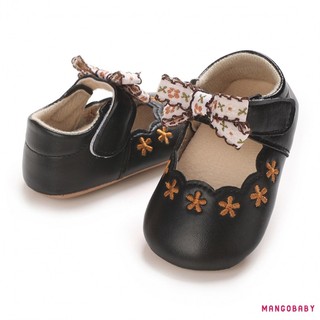Mg-baby Bé Gái Giày Công Chúa Da PU Mềm Thêu Hoa Chống Trơn Trượt Đáy Giày Tập Đi Đầu Tiên Giày Tập Đi