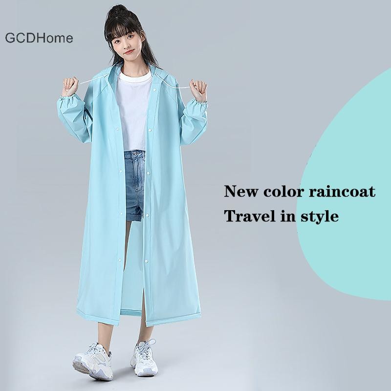 Áo mưa có mũ trùm đầu dành cho người lớn Gcdhome Áo mưa dài có thể tái sử dụng cho nam và nữ Du lịch ngoài trời Áo mưa chống nước HOT Áo mưa trong suốt