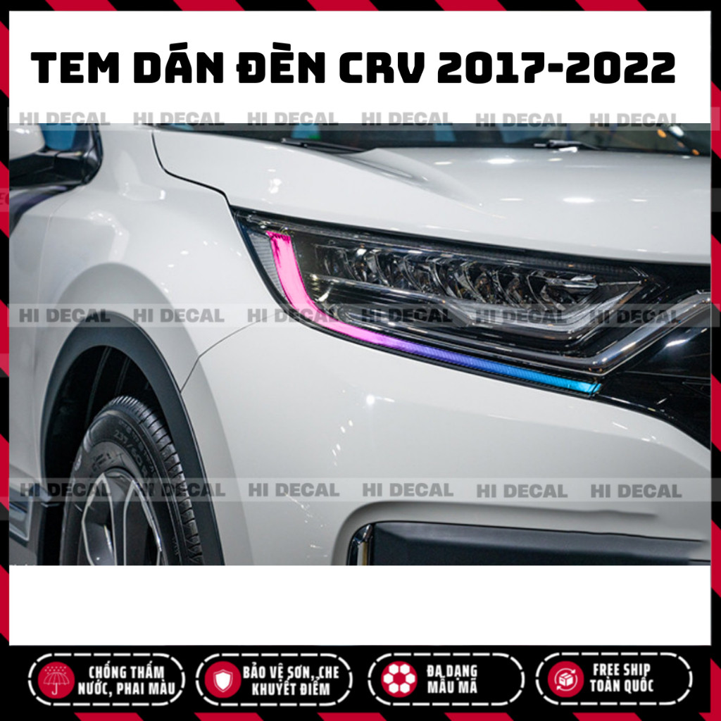 Tem dán đèn CRV 2017 - 2022, decal trang trí đèn CRV bền màu chống xước
