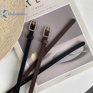 Kudosation Retro Pháp Thắt Lưng Da Nữ Unisex Thắt Lưng Khóa Thắt Lưng Nữ Quần Jean Thắt Lưng Nam Thắt Lưng Mỏng Thắt Lưng