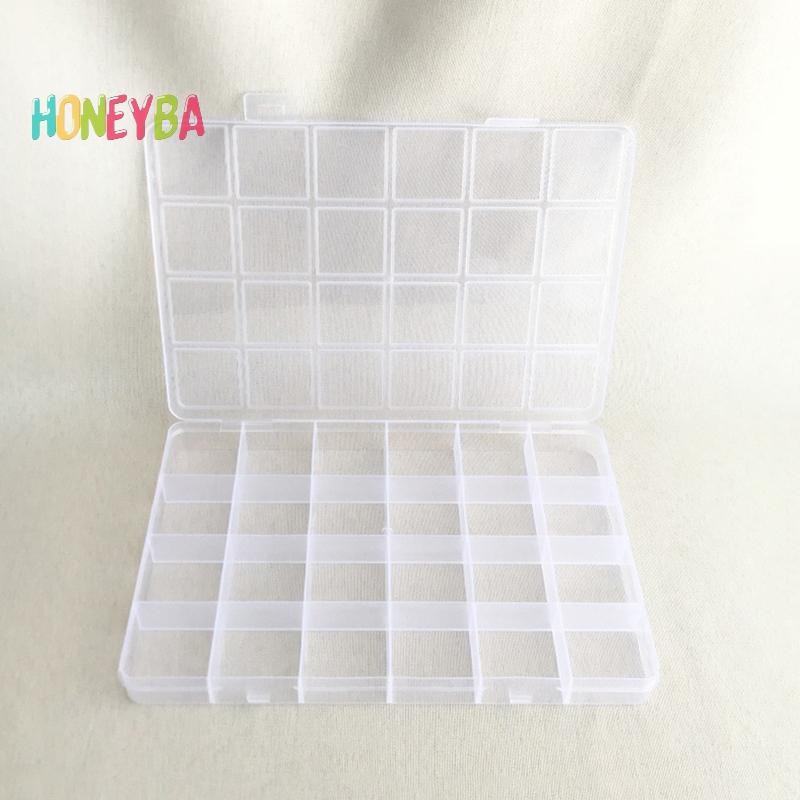 < Honeyba > Thiết Thực 24 Lưới Ngăn Nhựa Trong Suốt Hộp Bảo Quản Trang Sức Bông Tai Hạt Vít Hộp Đựng Màn Hình Hộp Đựng