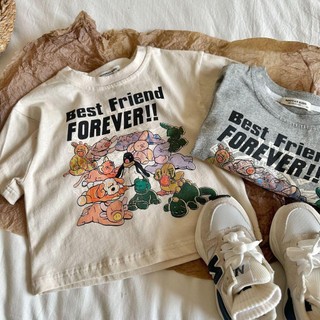 Áo thun trẻ em hè in hoạt hình Hàn Quốc, cotton dễ phối cho bé trai bé gái