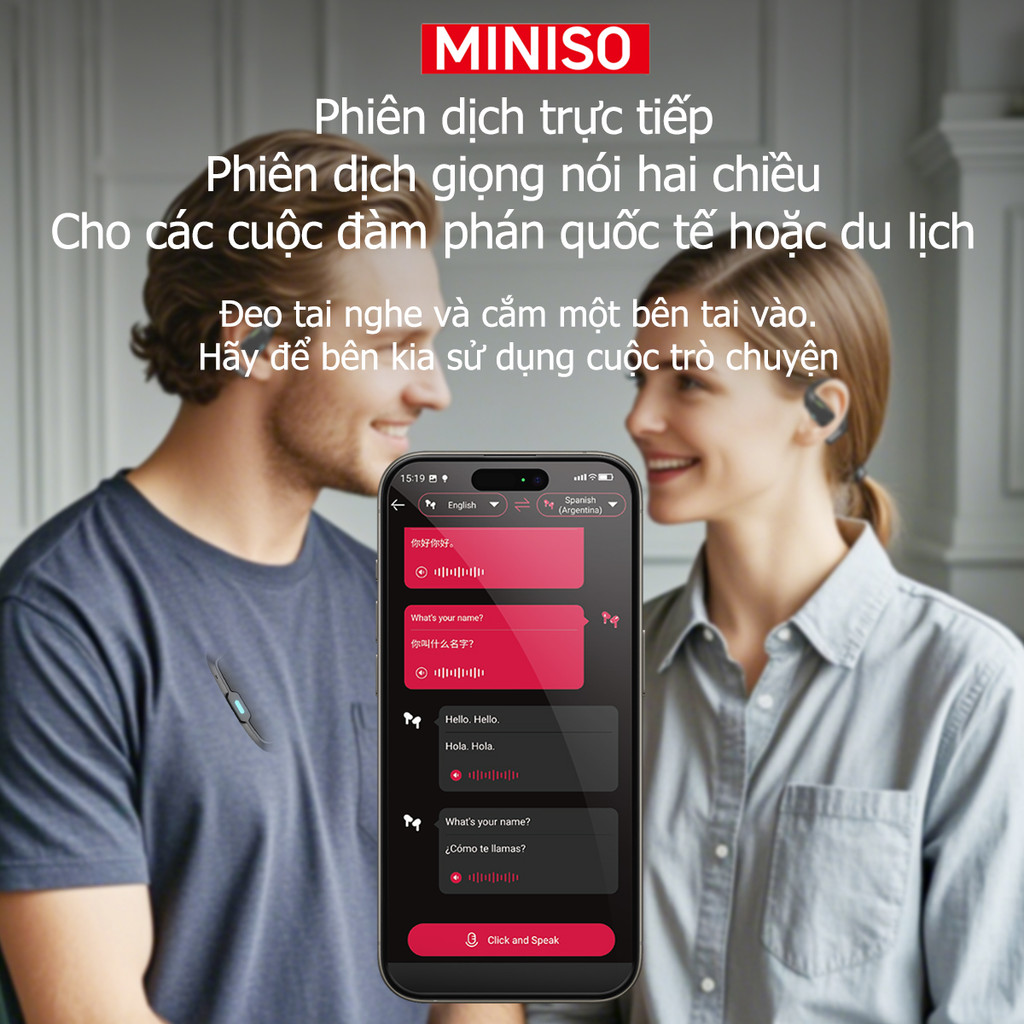 MINISO MS192 Tai Nghe Phiên Dịch Al Tai nghe không dây dịch thời gian thực thông minh Bluetooth 5.4 SLEEP ASMR có màn hình cảm ứng LED Tai nghe kinh doanh có Mic chống nước IPX5 | BigBuy360 - bigbuy360.vn