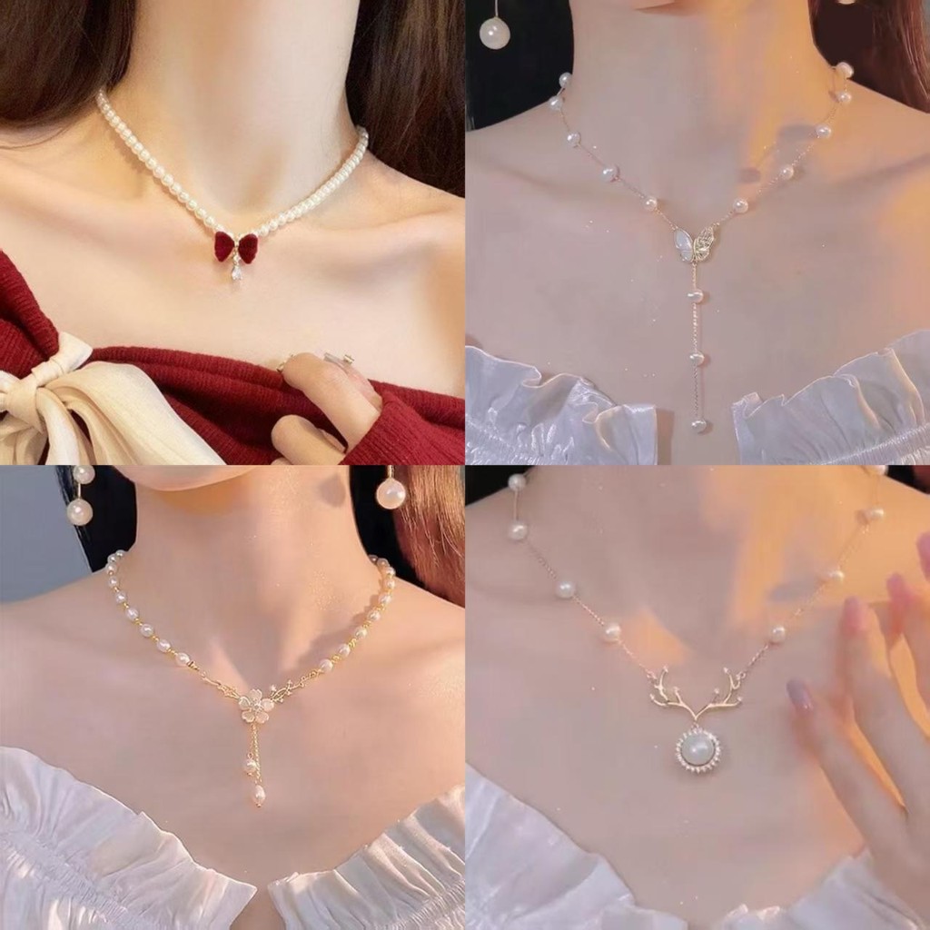 YT2 Thiết Kế Thời Trang Nhẹ Sang Trọng Không Phai Màu Vòng Cổ Ngọc Trai Đa Năng Thanh Lịch Xương Đòn Vòng Cổ Bán Chạy TY2