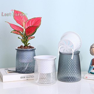Lostcorner Hai Lớp Tự Tưới Cây Nồi Nhựa Trong Suốt Bình Hoa Tự Động Lười Chậu Hoa Thủy Canh Trang Trí Mới
