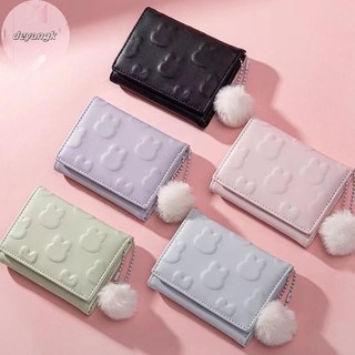 Deyangk Hoạt Hình Ví Nhỏ Dễ Thương Hàn Quốc Ví Ngắn Nữ Màu Trơn Họa Tiết Dễ Thương Đơn Giản Nhiều Thẻ Túi Zero Ví VN