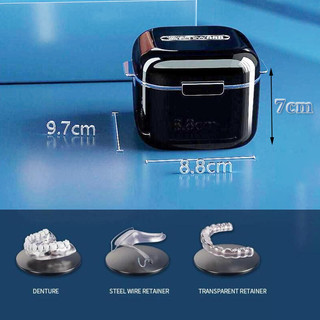Hộp tắm răng giả Bộ hộp đựng răng giả Hộp đựng di động có giỏ lọc, Hộp đựng răng giả Hộp đựng răng giả Răng giả Làm sạch răng giả