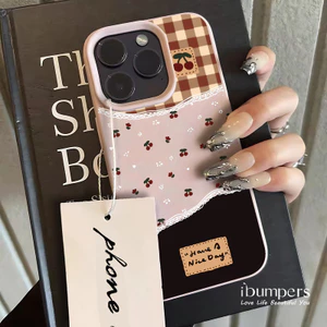 ibumpers Ốp Điện Thoại iPhone Họa Tiết Anh Đào Tinh Tế Ngọt Ngào Cho IPhone 16 15 14 12 13 11 Pro Max IP 7 8 Plus X XS XR Ốp Lưng Mỏng Silicon Mềm Da Họa Tiết