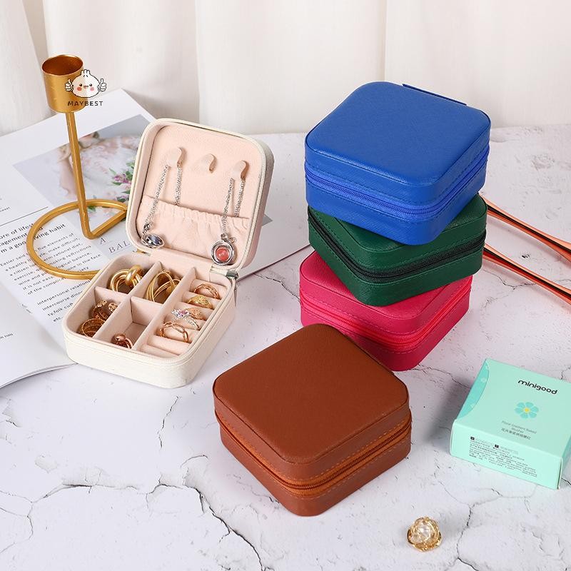 Maybest Trang Sức Người Tổ Chức Hộp Trang Sức Di Động Hiển Thị Hộp Đựng Trang Sức Du Lịch Nút Da Bảo Quản Dây Kéo Trang Sức Joyero Màn Hình {VN}