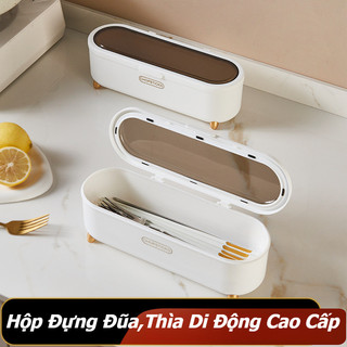 Hộp đựng đũa thìa di động cao cấp có nắp cao cấp, Hộp đũa,Chất Liệu Nhựa PET và PP An Toàn