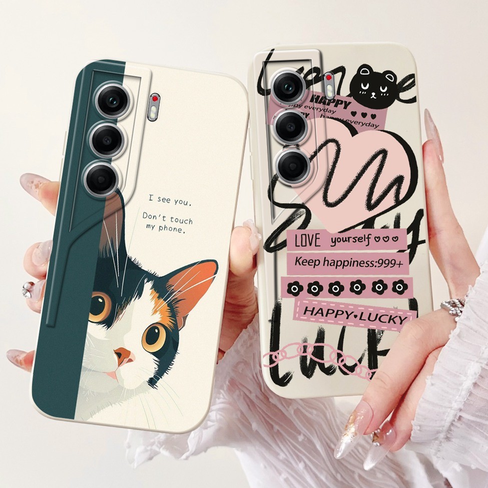 Tecno Camon 40 CM5 Ốp điện thoại Techno Camon 40 Ốp điện thoại Silicon Sang Trọng Tình Yêu Mèo Dễ Thương Họa Tiết Gấu Trúc Vỏ Chống Sốc Ốp điện thoại