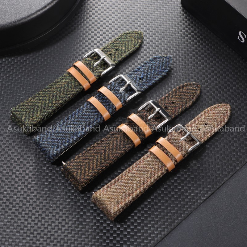Vintage Nylon Da Đồng Hồ Dây Đeo 18mm 20mm 22mm Phong Cách Anh Quốc Retro Dệt Vải Bò Da Đồng Hồ Phát Hành Nhanh Đồng Hồ Vòng Tay Nam Nữ Quà Tặng Xanh Xanh Nâu