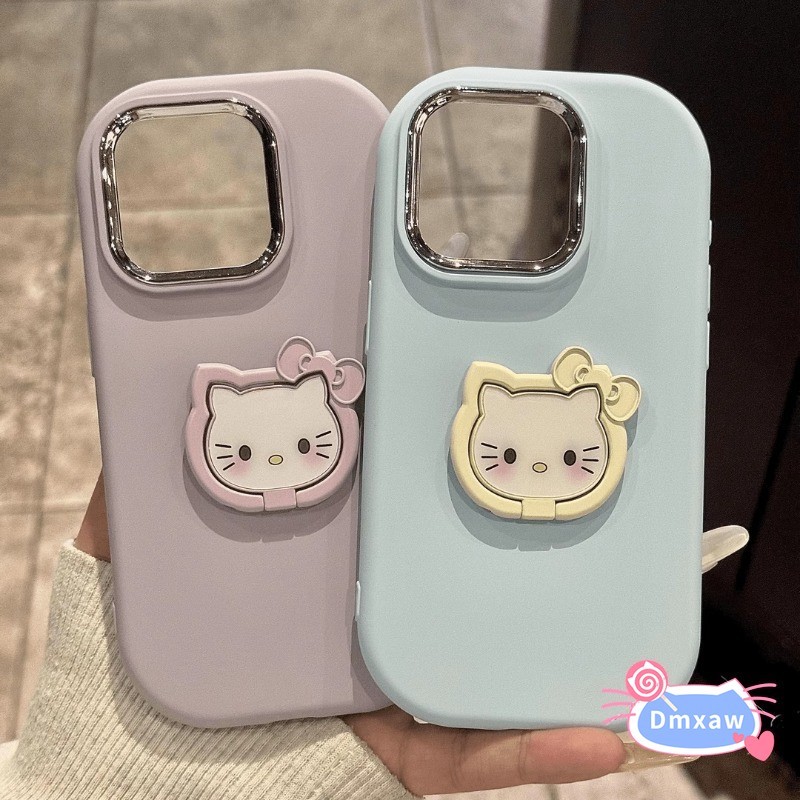 Ốp Điện Thoại Kitty Cat Bow Stand Cho Samsung Galaxy S25 S24 S23 S22 Plus Ultra S21 S20 FE Lite Vỏ Mèo Kitty Có Giá Đỡ Vỏ Mềm Chống Sốc
