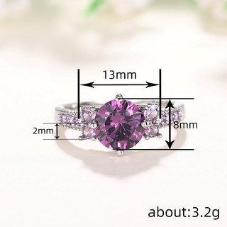 S925 Sterling Bạc Tím Zircon Nhẫn Trang Sức Thời Trang Đơn Giản Quà Tặng Nữ