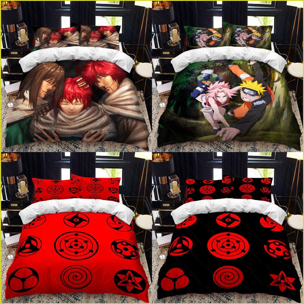 PS1 NARUTO 3IN1 Phù Hợp Với Ga Trải Giường Chăn Vỏ Gối Phòng Ngủ Gia Đình Ký Túc Xá Có Thể Giặt Bộ Chăn Ga Gối SP1