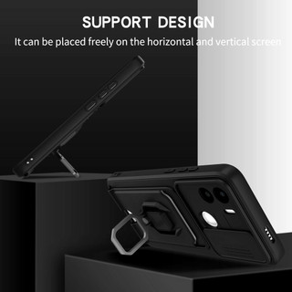 Dành Cho Redmi A1 Plus A2 Plus Ốp Lưng 4 Trong 1 Trượt Camera Bao Đựng Thẻ Đứng Vuông Freebie Dây Chống Sốc Chống Rơi Mỏng Mềm TPU Cover