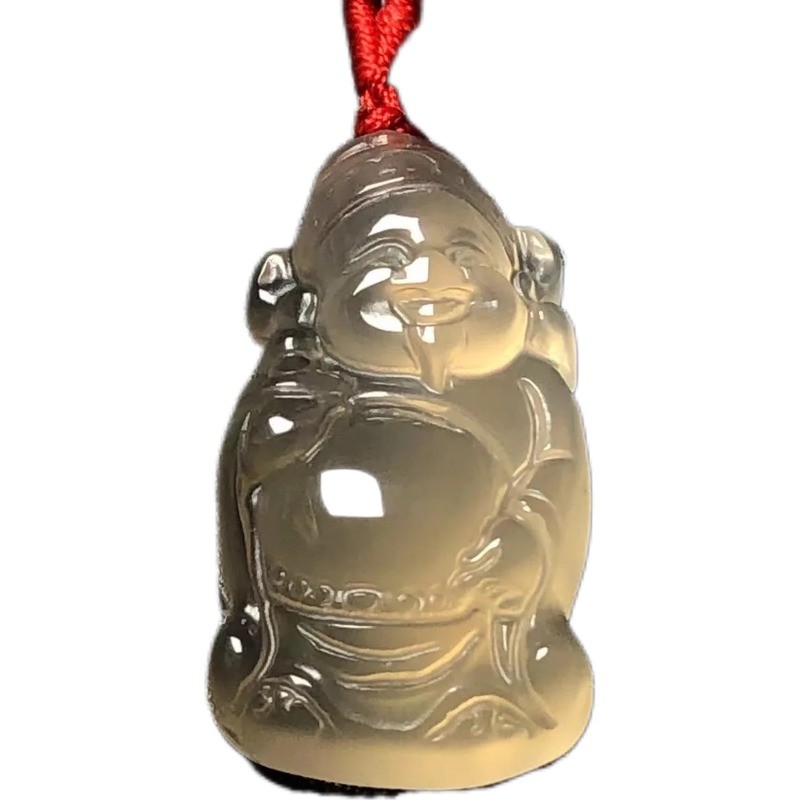 Mặt dây chuyền băng tự nhiên Chalcedony Mã não Mini Thần tài Phụ nữ Mặt dây chuyền tinh tế