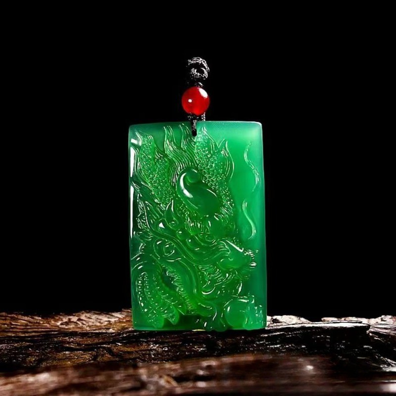 Cao Băng Hoàng Đế Xanh Mã Não Chalcedony Rồng Tốt Lành Quan Âm Mặt Dây Chuyền Nam Nữ Maitreya Phật Mặt Dây Chuyền