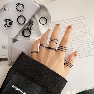 JULYHOT 3 / 6 Chiếc Vintage Nhẫn Đen Bộ Dành Cho Nữ Cô Gái Punk Kim Loại Hình Học Đơn Giản Massivedeals