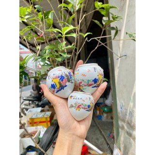 Bộ 3 chiếc cóng sứ decal loại 1 phụ kiện lồng chim Hoạ Mi, Khướu, chòe than, chòe lửa cao cấp