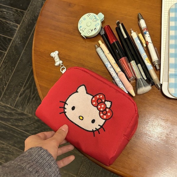 Túi đựng mỹ phẩm Red Kitty - Túi du lịch nhỏ để trang điểm, bút & đồ cần thiết, dễ thương & bền bỉ